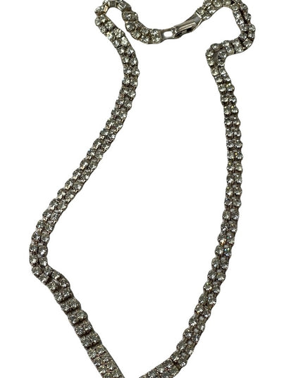Vintage 1960s fancy crystal chevron arrow design 18” necklace