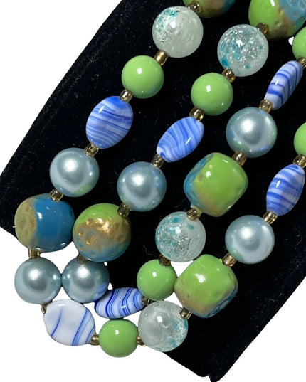 Vintage 1950s Faux pearl Murano Italian glass 2 strand fancy necklace