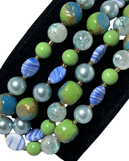 Vintage 1950s Faux pearl Murano Italian glass 2 strand fancy necklace