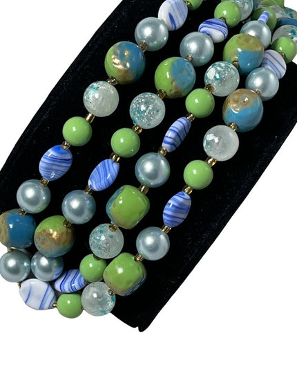 Vintage 1950s Faux pearl Murano Italian glass 2 strand fancy necklace