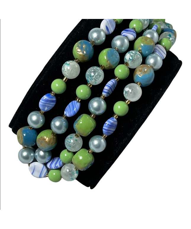 Vintage 1950s Faux pearl Murano Italian glass 2 strand fancy necklace