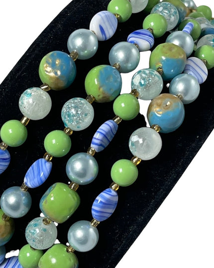Vintage 1950s Faux pearl Murano Italian glass 2 strand fancy necklace