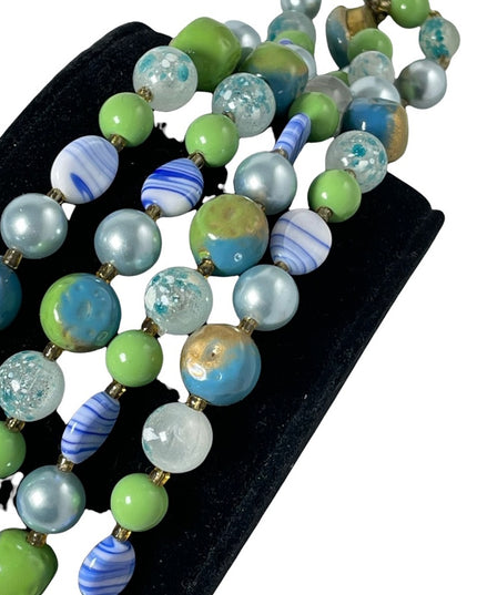 Vintage 1950s Faux pearl Murano Italian glass 2 strand fancy necklace