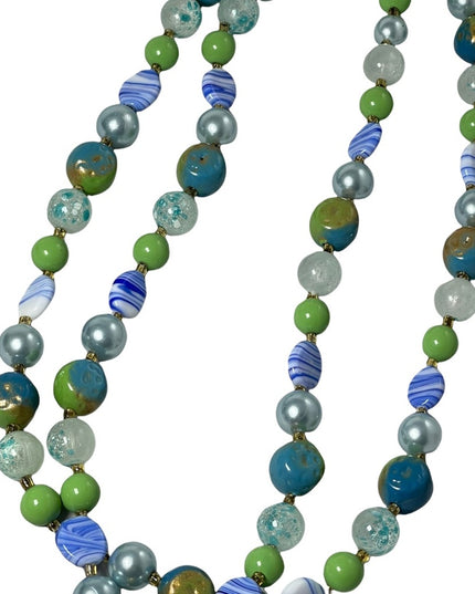 Vintage 1950s Faux pearl Murano Italian glass 2 strand fancy necklace