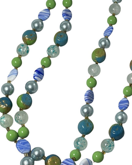 Vintage 1950s Faux pearl Murano Italian glass 2 strand fancy necklace