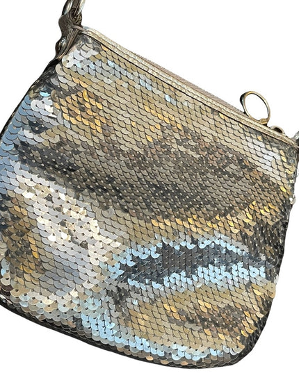 Coach silver Sequin Crossbody Poppy leather strap bag