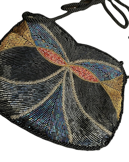 Vintage 1980s seed beed evening butterfly design purse