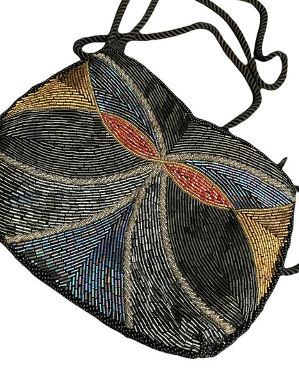 Vintage 1980s seed beed evening butterfly design purse