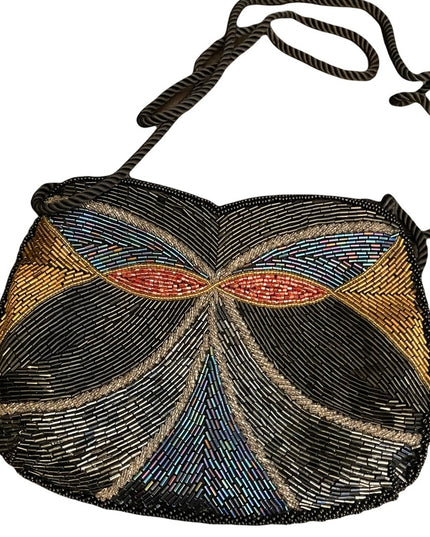 Vintage 1980s seed beed evening butterfly design purse