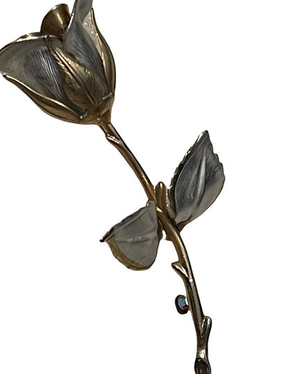 Vintage gold & silver finish fkower rose brooch