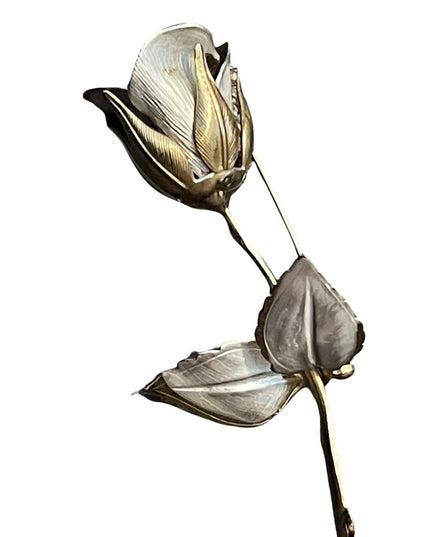 Vintage gold & silver finish fkower rose brooch