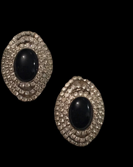 Vintage Crystal rhinestone clip on earrings