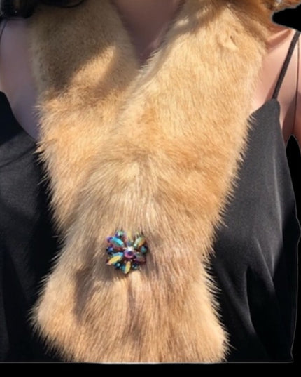 Vintage 36” Blond mink fur collar stole scarf