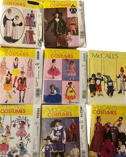 Lot of 8 pcs UNCUT childrens halloween  costumes sewing patterns
