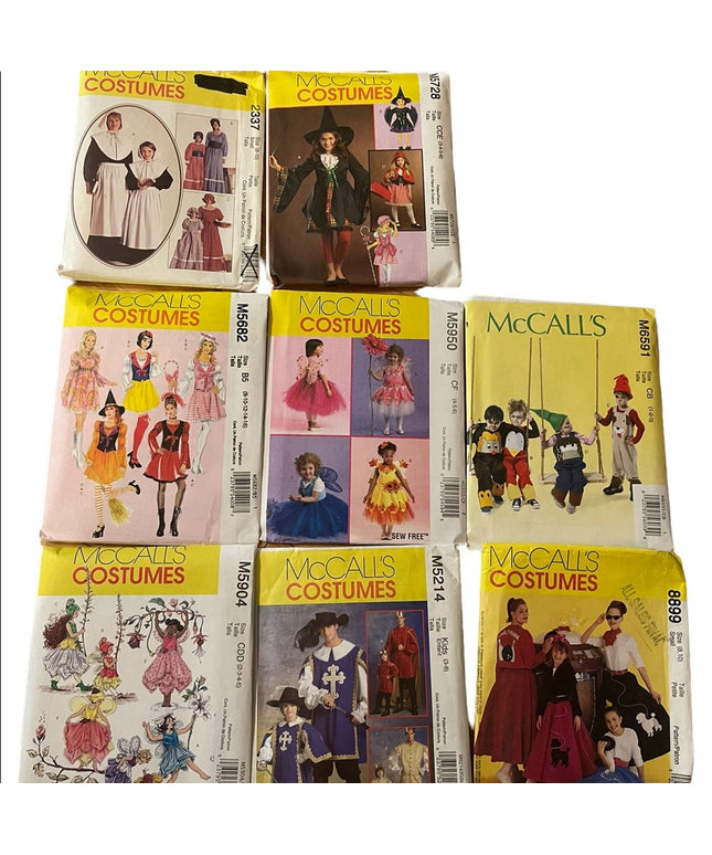 Lot of 8 pcs UNCUT childrens halloween  costumes sewing patterns
