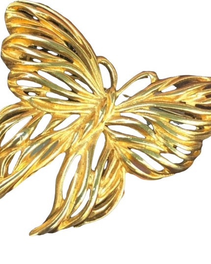 Vintage 1980s gold tone butterfy 2” brooch
