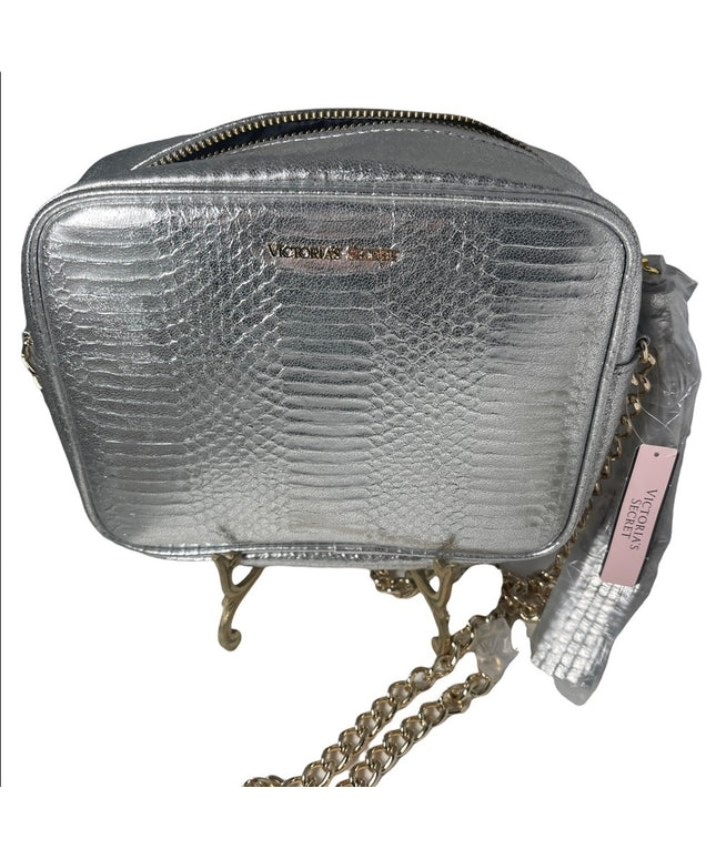 New Silver Metalic Victoria Secret purse shoulder bag evening gold chain