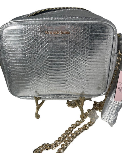 New Silver Metalic Victoria Secret purse shoulder bag evening gold chain