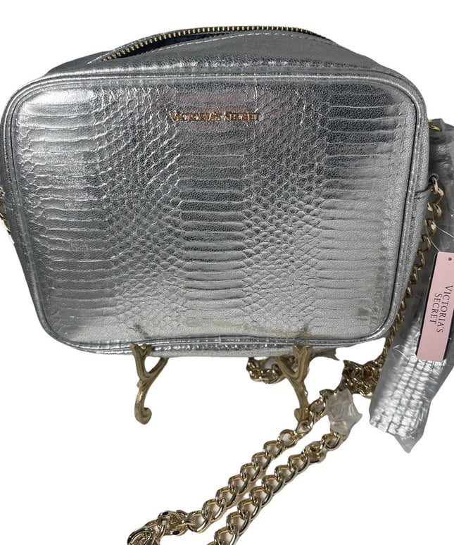 New Silver Metalic Victoria Secret purse shoulder bag evening gold chain