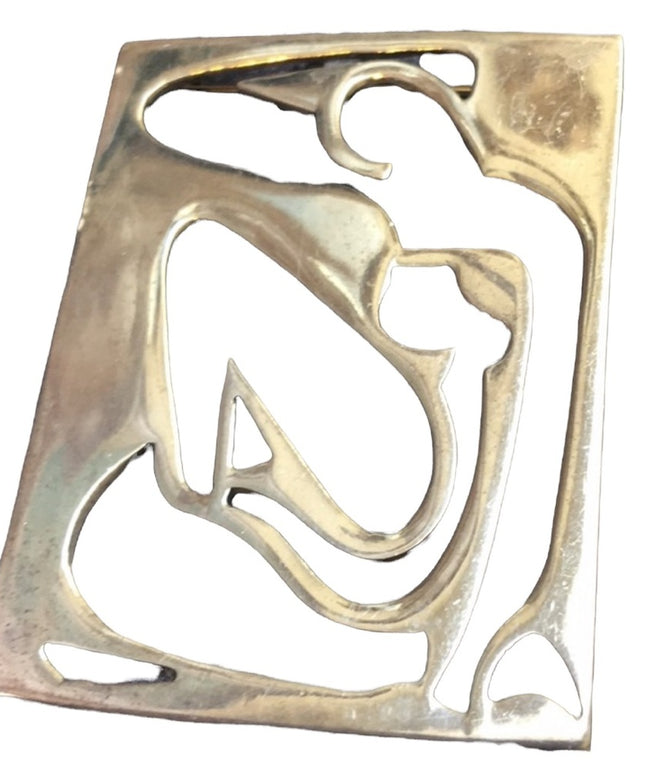 Vintage Matisse Blue Nude sitting sterling brooch Mexico 925