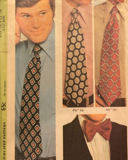 Vintage McCalls Mens tie sewing pattern #2971