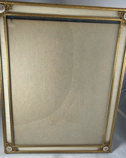 Antique Guilloche Brass enamel photo frame Victorian 11x14” French from France