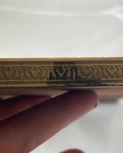 Antique Guilloche Brass enamel photo frame Victorian 11x14” French from France