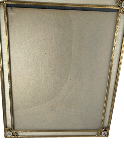 Antique Guilloche Brass enamel photo frame Victorian 11x14” French from France