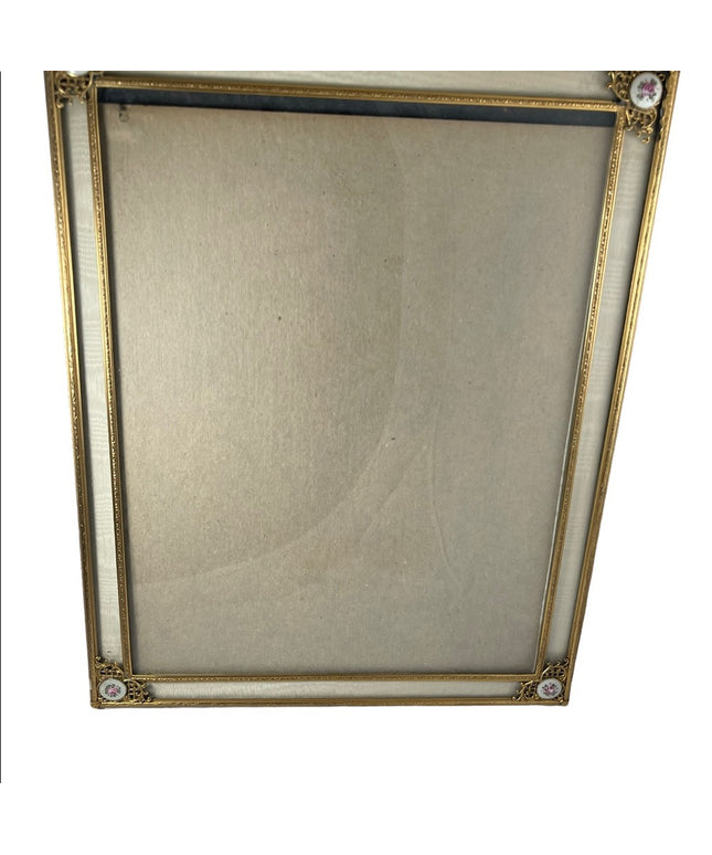 Antique Guilloche Brass enamel photo frame Victorian 11x14” French from France