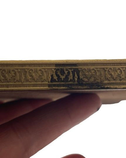 Antique Guilloche Brass enamel photo frame Victorian 11x14” French from France