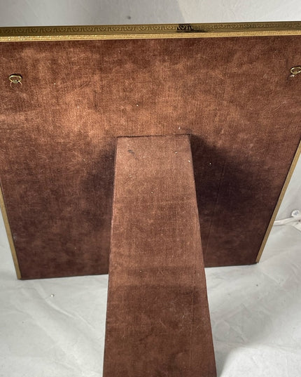 Antique Guilloche Brass enamel photo frame Victorian 11x14” French from France