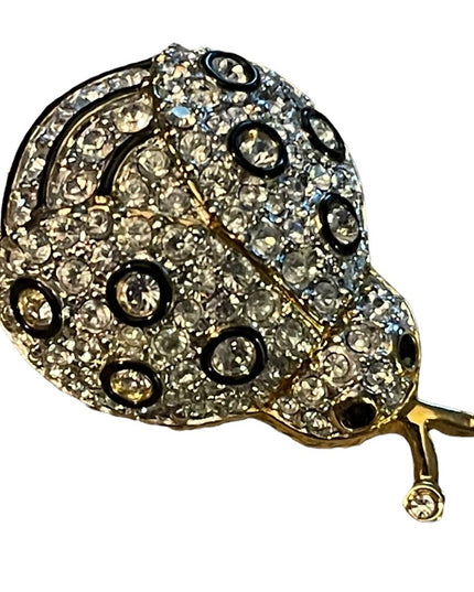 Vintage Swarovski Authentic Crystal gold Lady Bug Brooch Retired