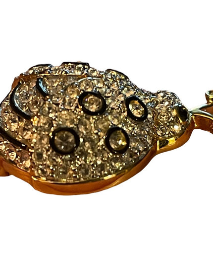 Vintage Swarovski Authentic Crystal gold Lady Bug Brooch Retired