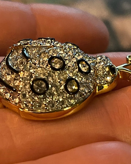 Vintage Swarovski Authentic Crystal gold Lady Bug Brooch Retired
