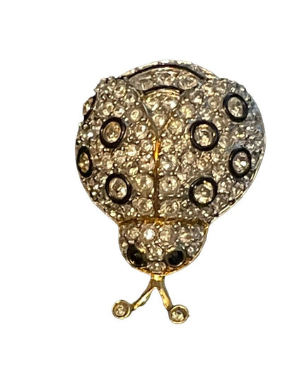Vintage Swarovski Authentic Crystal gold Lady Bug Brooch Retired