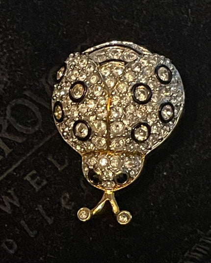 Vintage Swarovski Authentic Crystal gold Lady Bug Brooch Retired