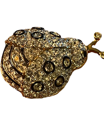 Vintage Swarovski Authentic Crystal gold Lady Bug Brooch Retired