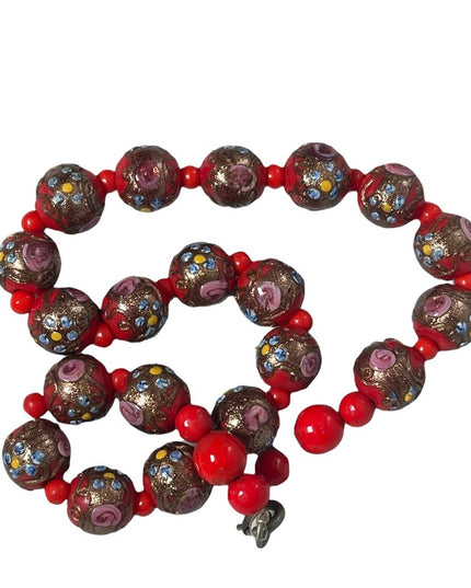 Vintage Italian Italy Venetian Wedding cake bead necklace glass beads