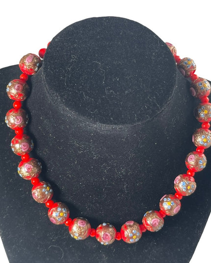 Vintage Italian Italy Venetian Wedding cake bead necklace glass beads