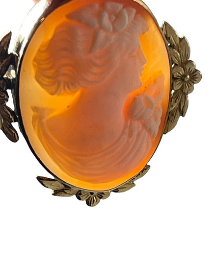 Vintage 1930s 14k Gold Filled BIRKS Shell Cameo pendant brooch
