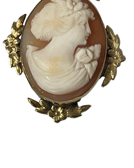 Vintage 1930s 14k Gold Filled BIRKS Shell Cameo pendant brooch