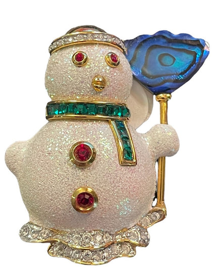 Butler 2000 Spec Ed Snowman crystal finish brooch christmas