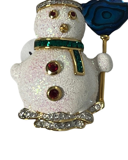 Butler 2000 Spec Ed Snowman crystal finish brooch christmas