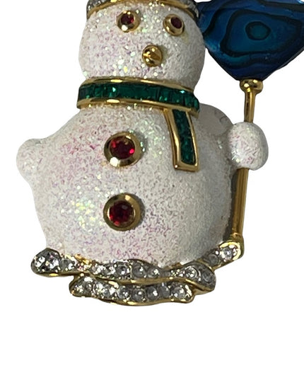 Butler 2000 Spec Ed Snowman crystal finish brooch christmas