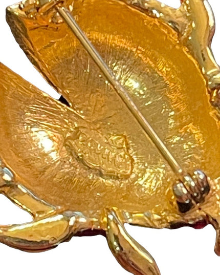 Vintage 1980s Enameled Lady Bug brooch gold finish