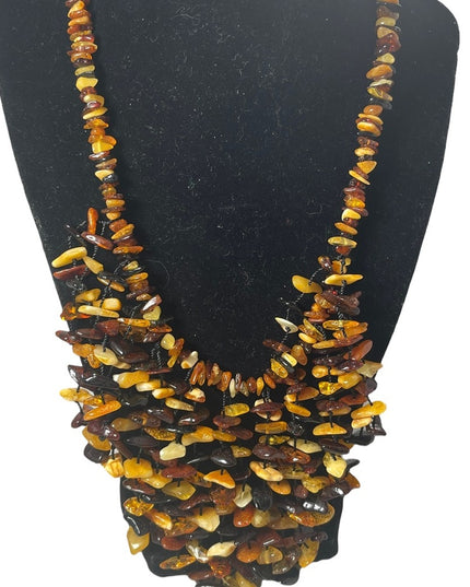 Vintage Baltic butterscotch honey amber mix BIB cleopatra necklace statement