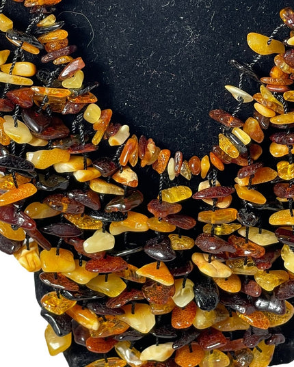 Vintage Baltic butterscotch honey amber mix BIB cleopatra necklace statement