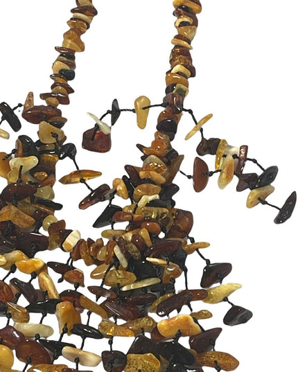 Vintage Baltic butterscotch honey amber mix BIB cleopatra necklace statement