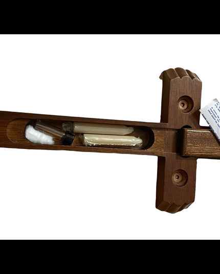 Vintage wood communion cross Jesus on Cross Mid century wood candles bottle wall