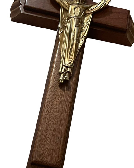 Vintage wood communion cross Jesus on Cross Mid century wood candles bottle wall